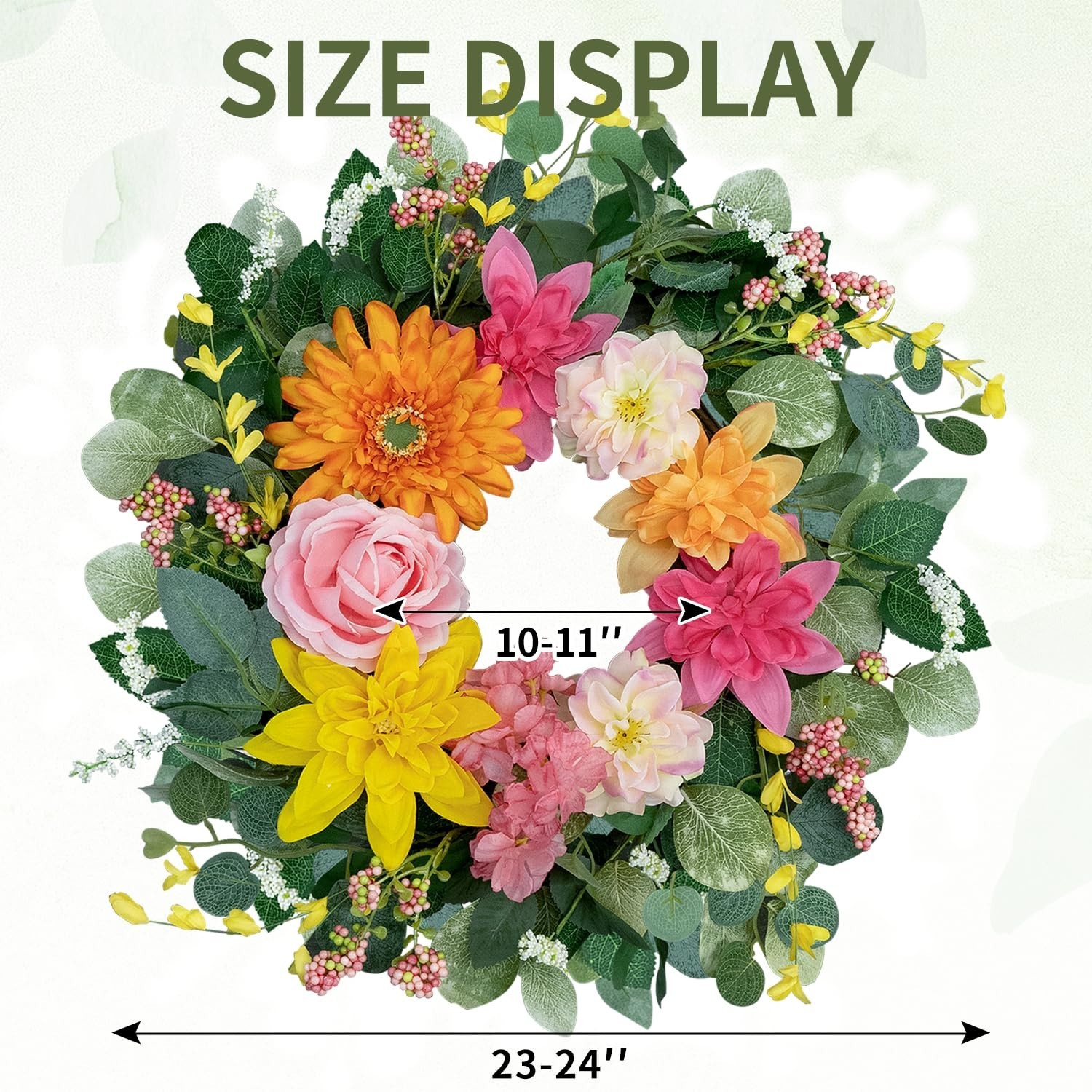 Spring Wreaths for Front Door 24 Inch,Outdoor Front Door Wreath with Florals …