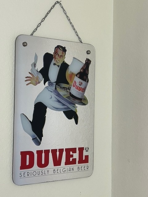 Decorative wall mirror Duvel Belgian Beer branded with chain bar mirror