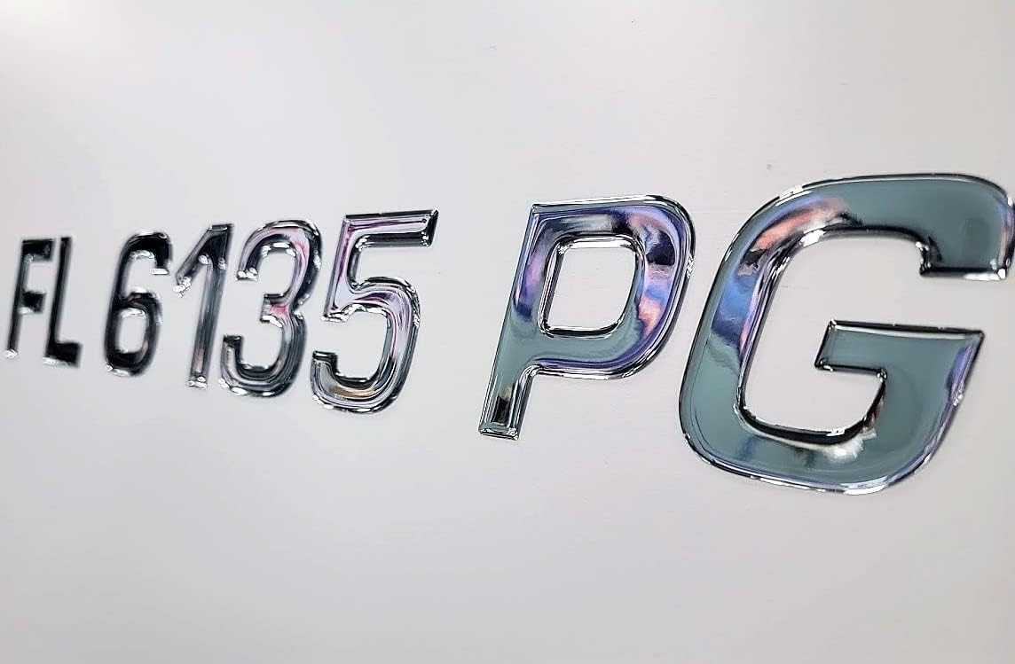 Premium Boat Registration Numbers 3” – Raised 3D Domed Marine Decals Chrome