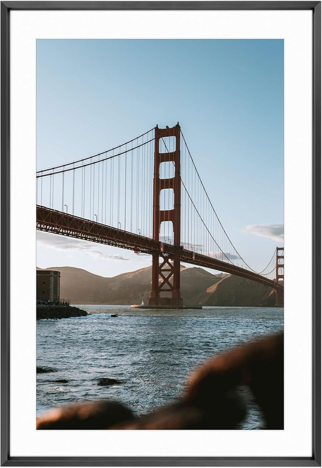 13×19 Black Metal Picture Frame With Mat For 11×17 Photos Real Glass