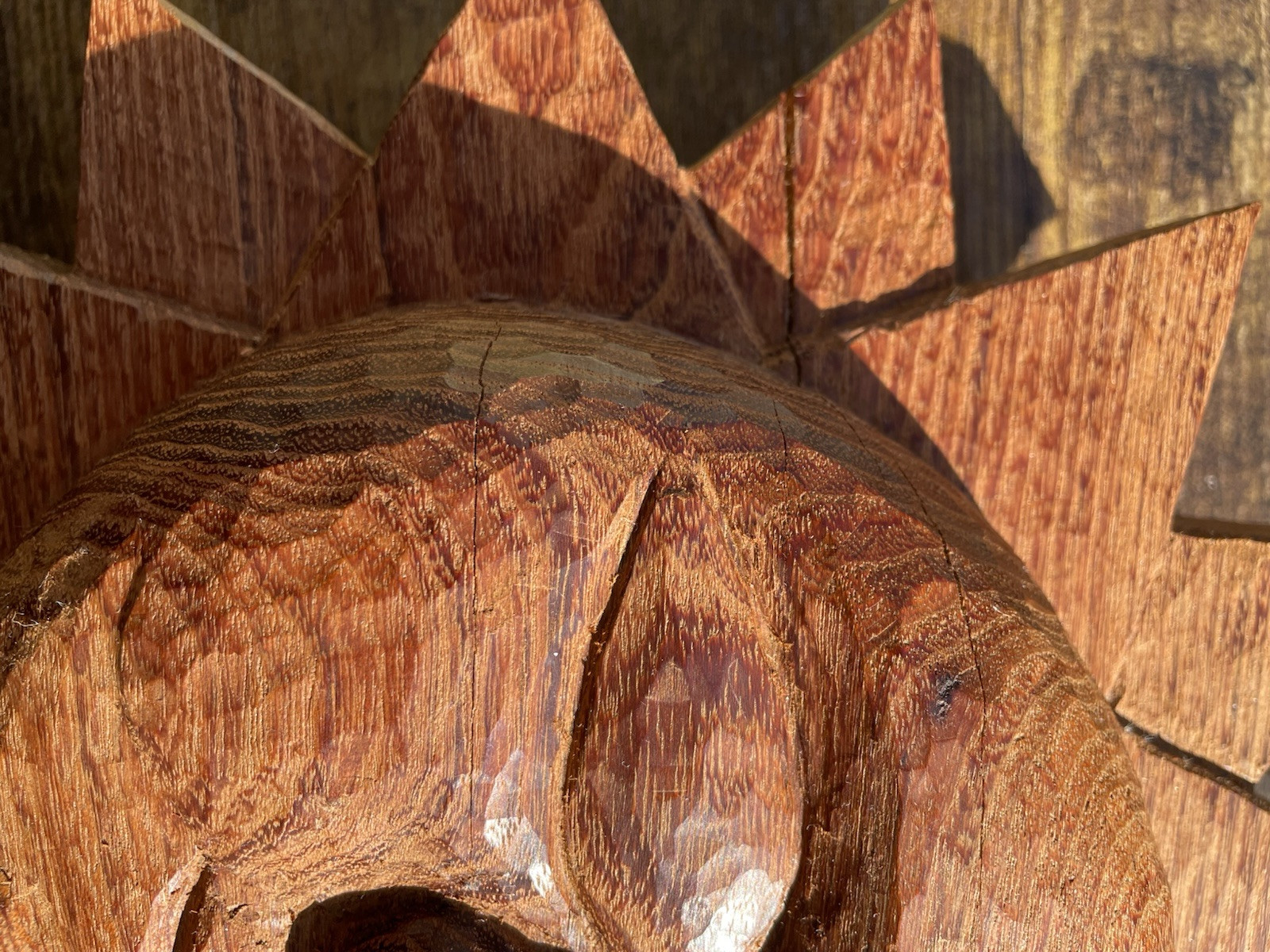 Carved Hard Wood Sun Face 3D Wall Hanging Double Sided Decorative