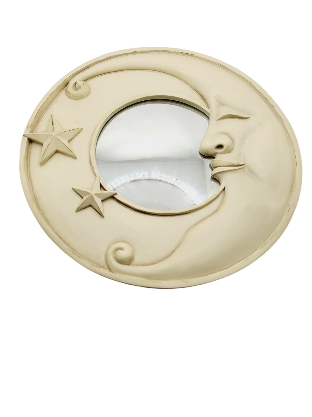 Vintage 1990s Celestial Mytical Witchy Cream Color Moon Stars and Sun Mirror