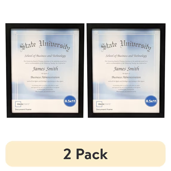 (2 pack) Mainstays 8.5×11 Document Picture Frame, Black
