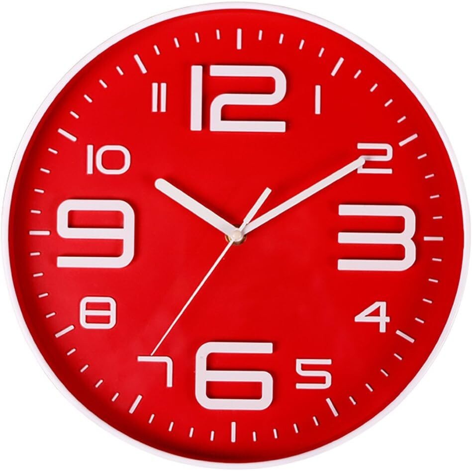 10 In 3D Number Modern Wall Clock SILENT Non-Ticking Home Decor Arabic Numerals