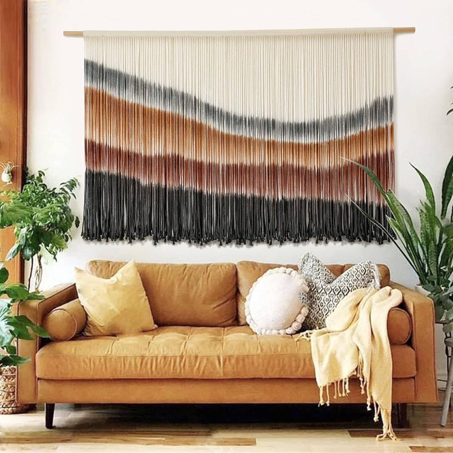 Macrame Wall Hanging Macrame Wall Decor Large-Scale Tie-Dye Tapestry Living H…