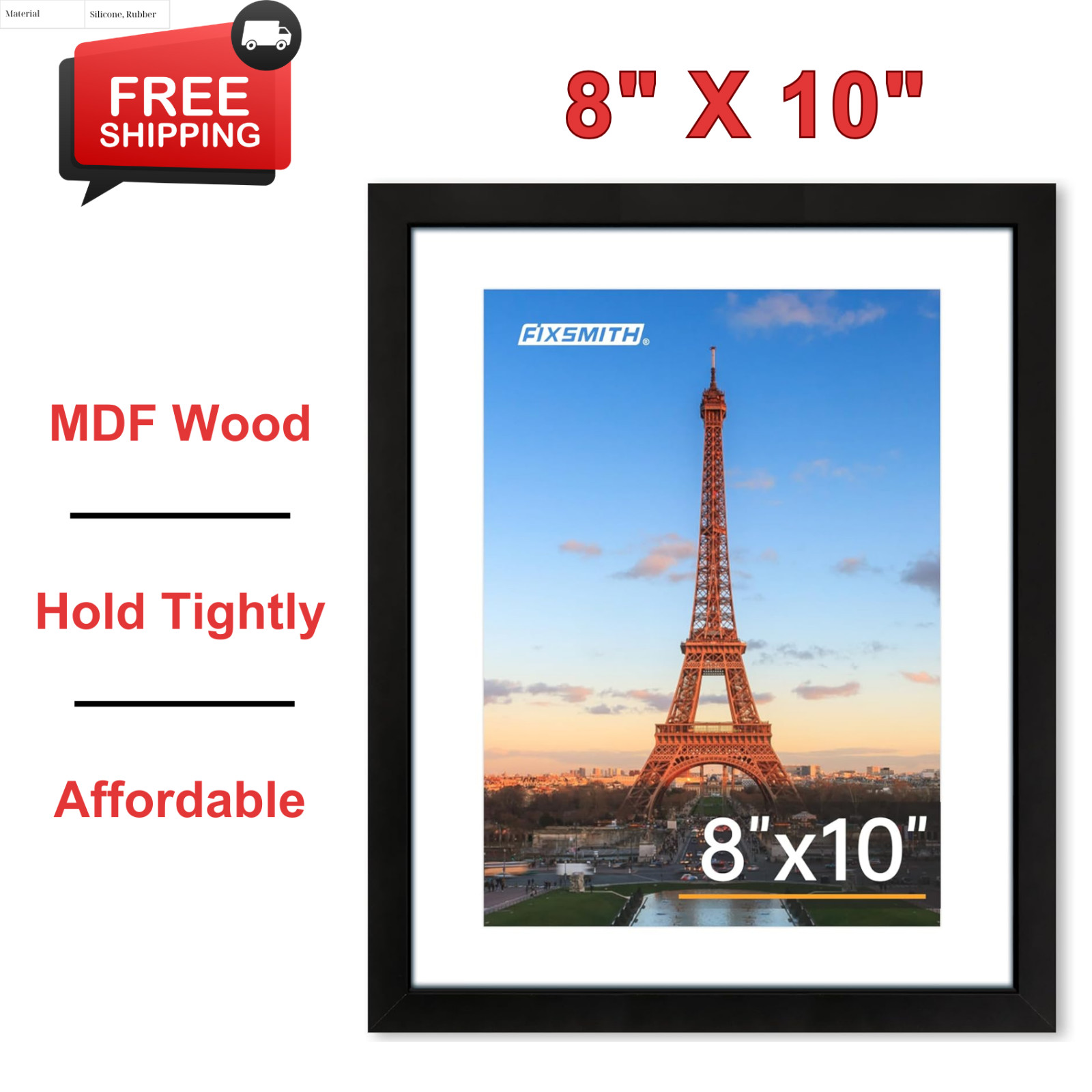 8×10 Picture Frame 1 Pack, Photo Frame W/ HD Plexiglass, Display Pictures, Black