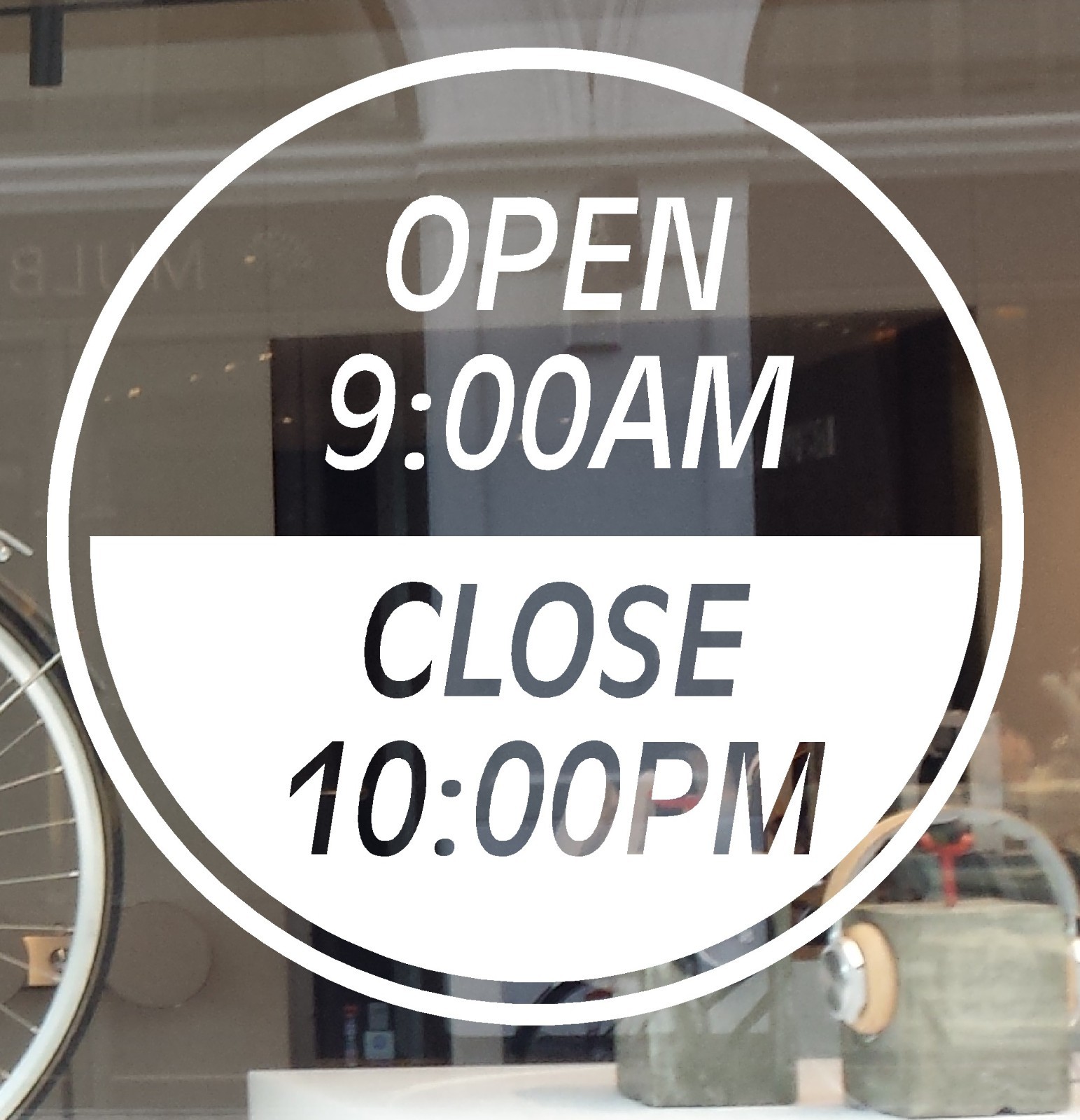 BUSINESS HOUR DECAL OPEN CLOSE HOUR STICKER CIRCLE SYMBOL WINDOW WALL