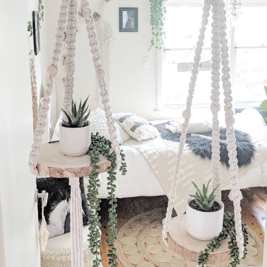 Macrame Plant Hanger Shelf – Handmade | Macrame Hanging Shelf