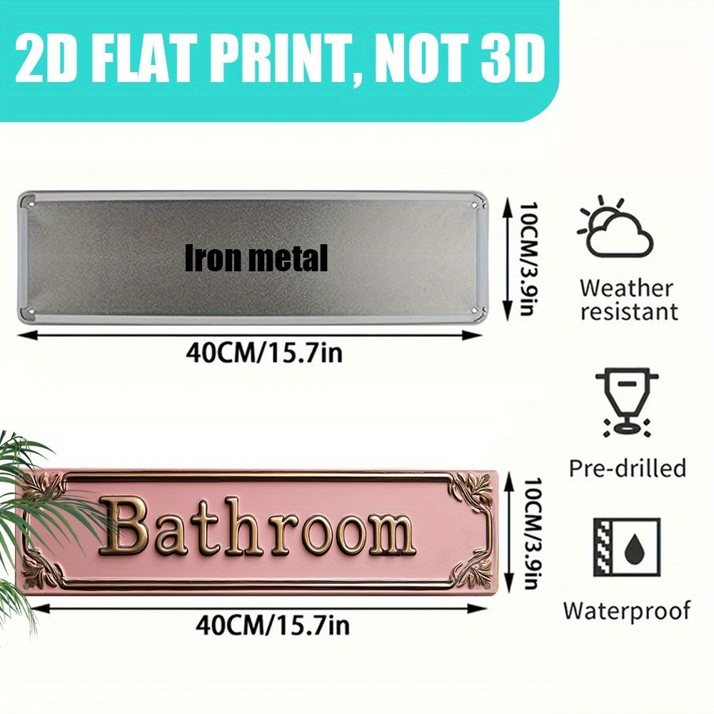 Bathroom Metal Signs Cute Wall Decor for Door Waterproof Home Office Shop 4×16in