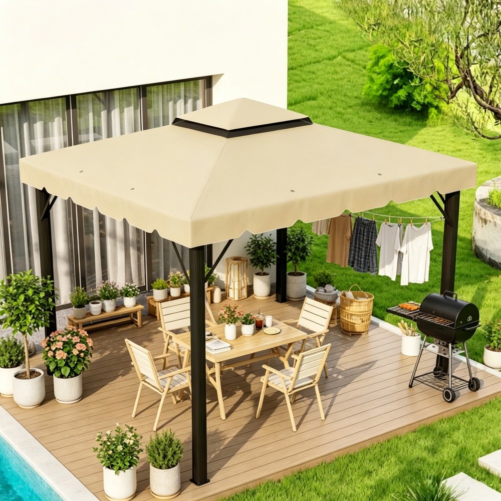 Gazebo Canopy Replacement Roof Cover 9.8′ x 9.8′ Fits 9.7′ Frame