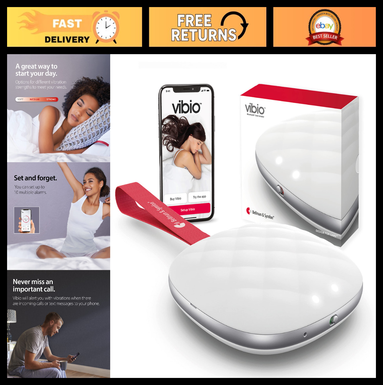 Portable Bluetooth Bed Shaker Alarm Clock – Silent Vibrating Travel Alarm for He