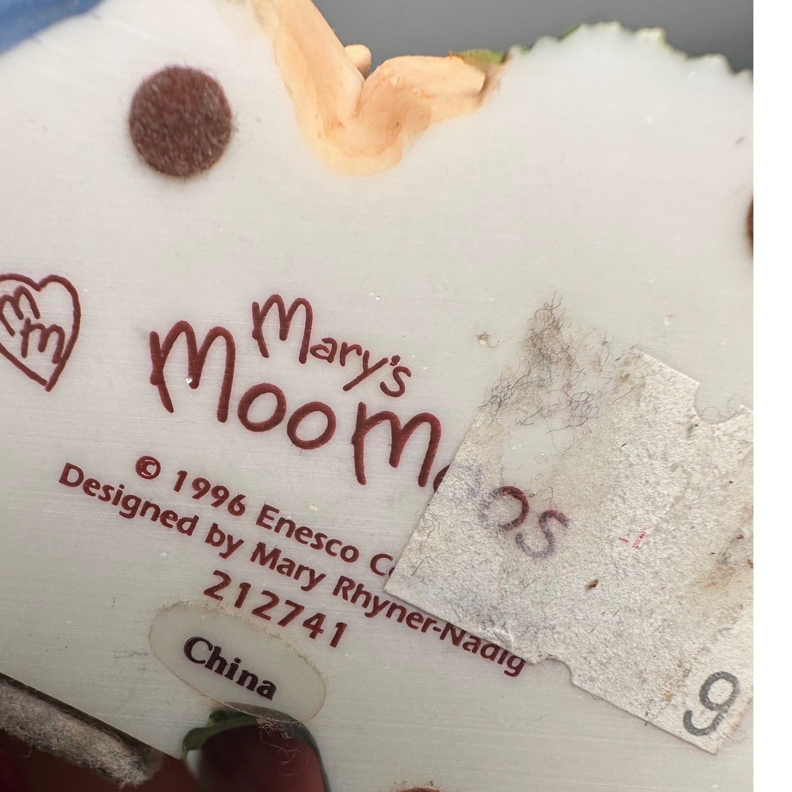 Marys Moo Moos Branded With Love Heart Picture Frame 1996 Enesco Cow Figurine