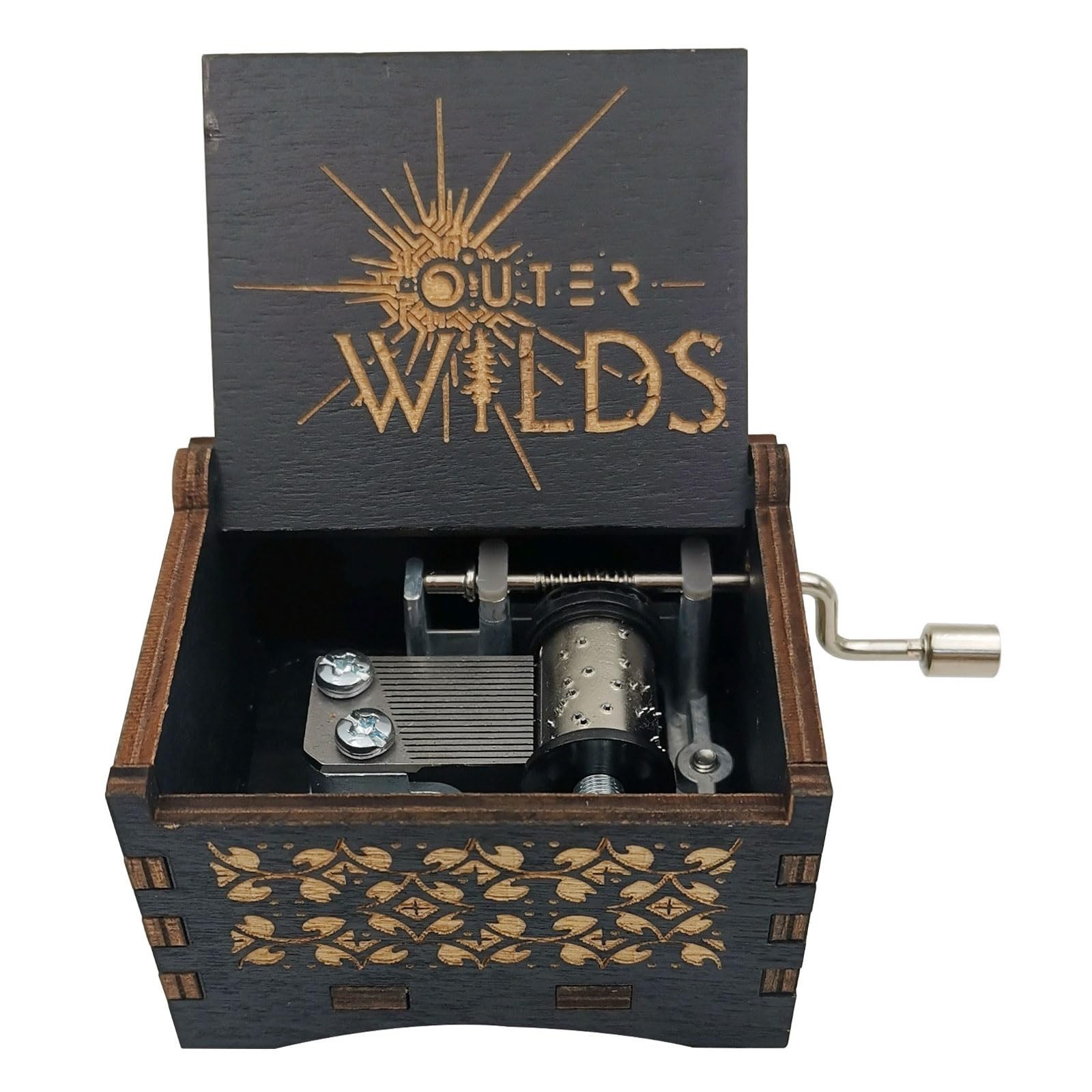 Outer Hand Crank Wilds Music Box Antique Vintage Craft Unique Laser Musical B…