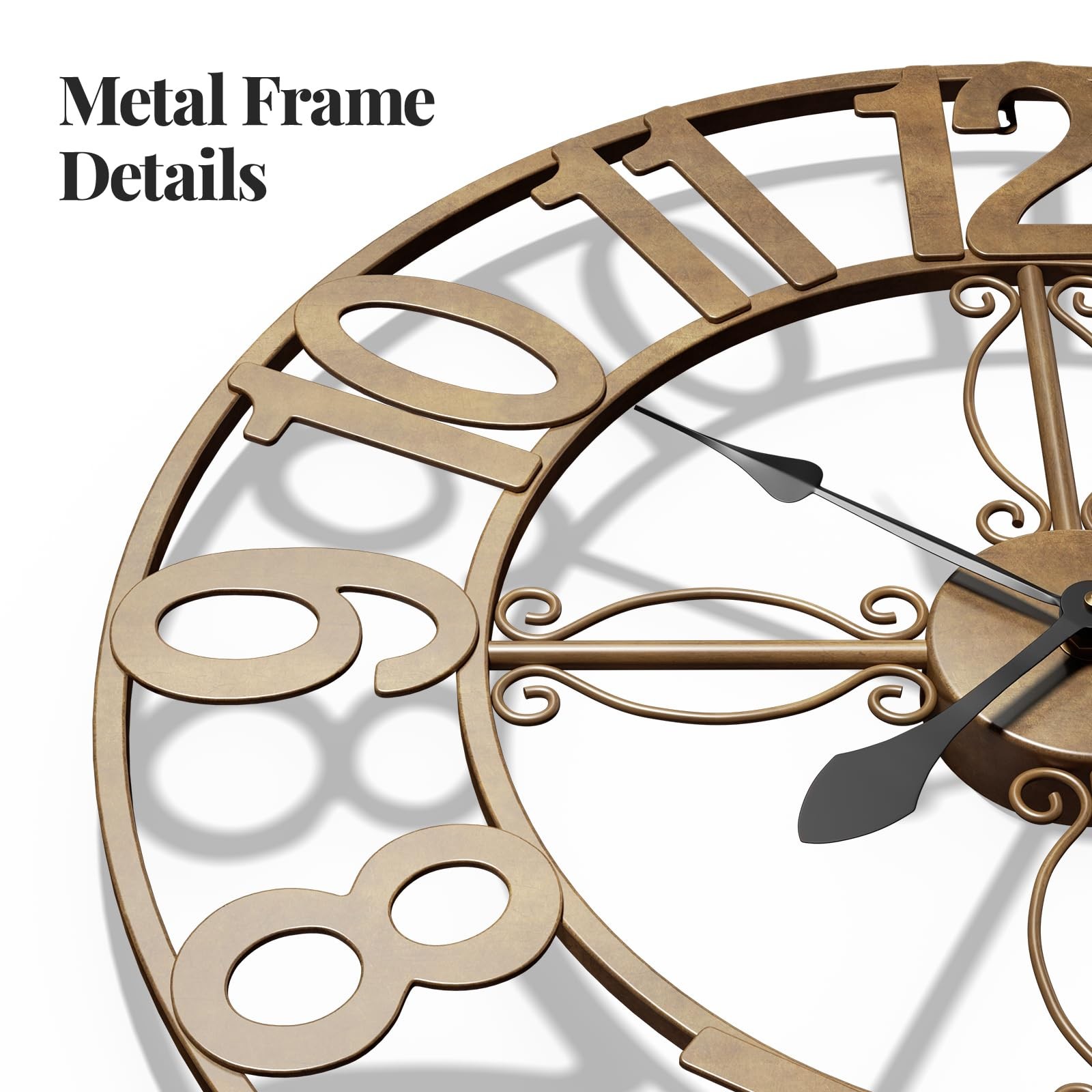 24 inch Wall Clock, Large Wall Clocks for Living Room, Decorative Metal Round…