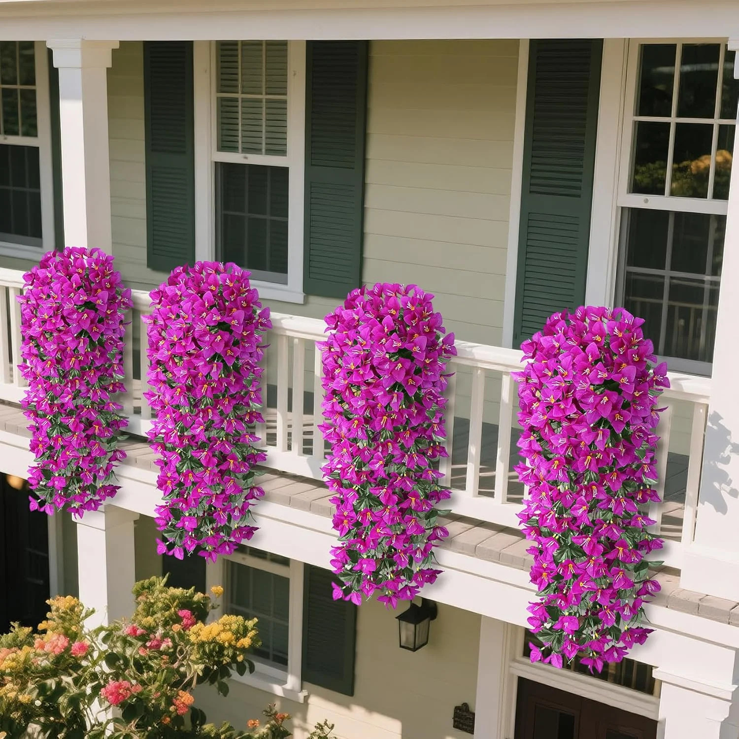 Artificial Bougainvillea Flowers Plants for Outdoors Decoration, 2 Pcs Faux Silk
