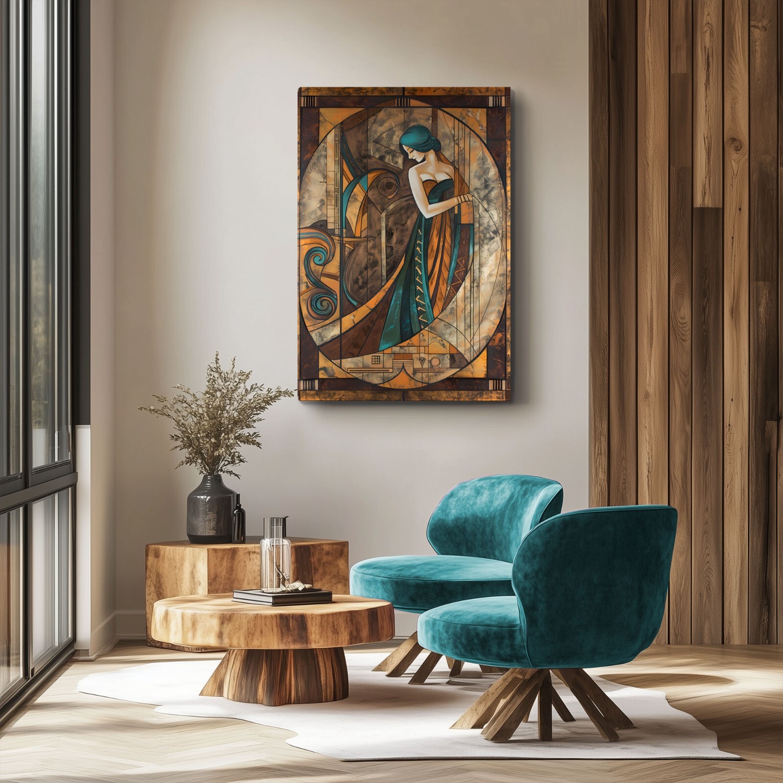 Elegant Woman Vintage 1920’s Art Deco Style Wall Art Print on Canvas | 20’s Girl