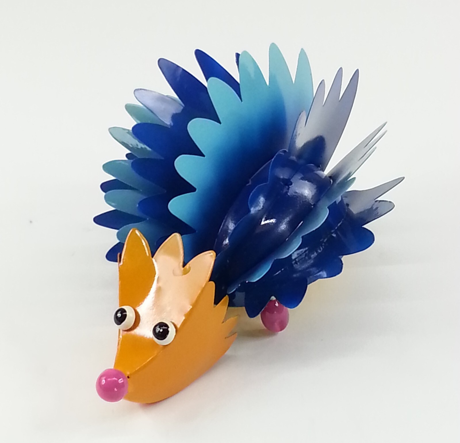 Fun Decorative Metal Art Hedgehog Porcupine Colorful Sculpture