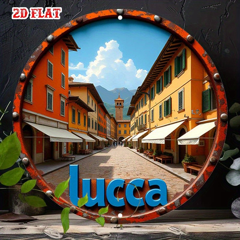 Round Aluminum Sign Lucca Center 8 Inch Round Funny Ancient Charm Decor