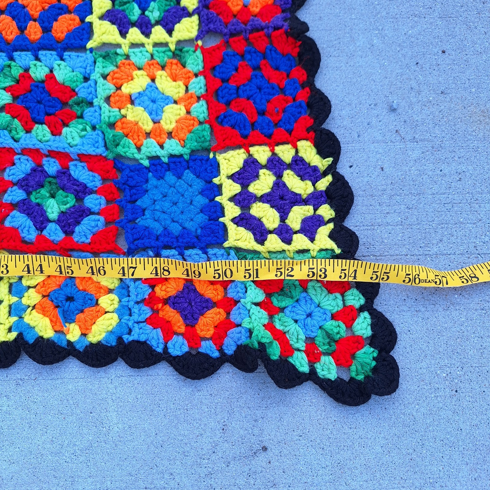 Vtg Granny Square Blanket Afghan Throw Cottagecore Grandmacore Y2K Crochet Bin20