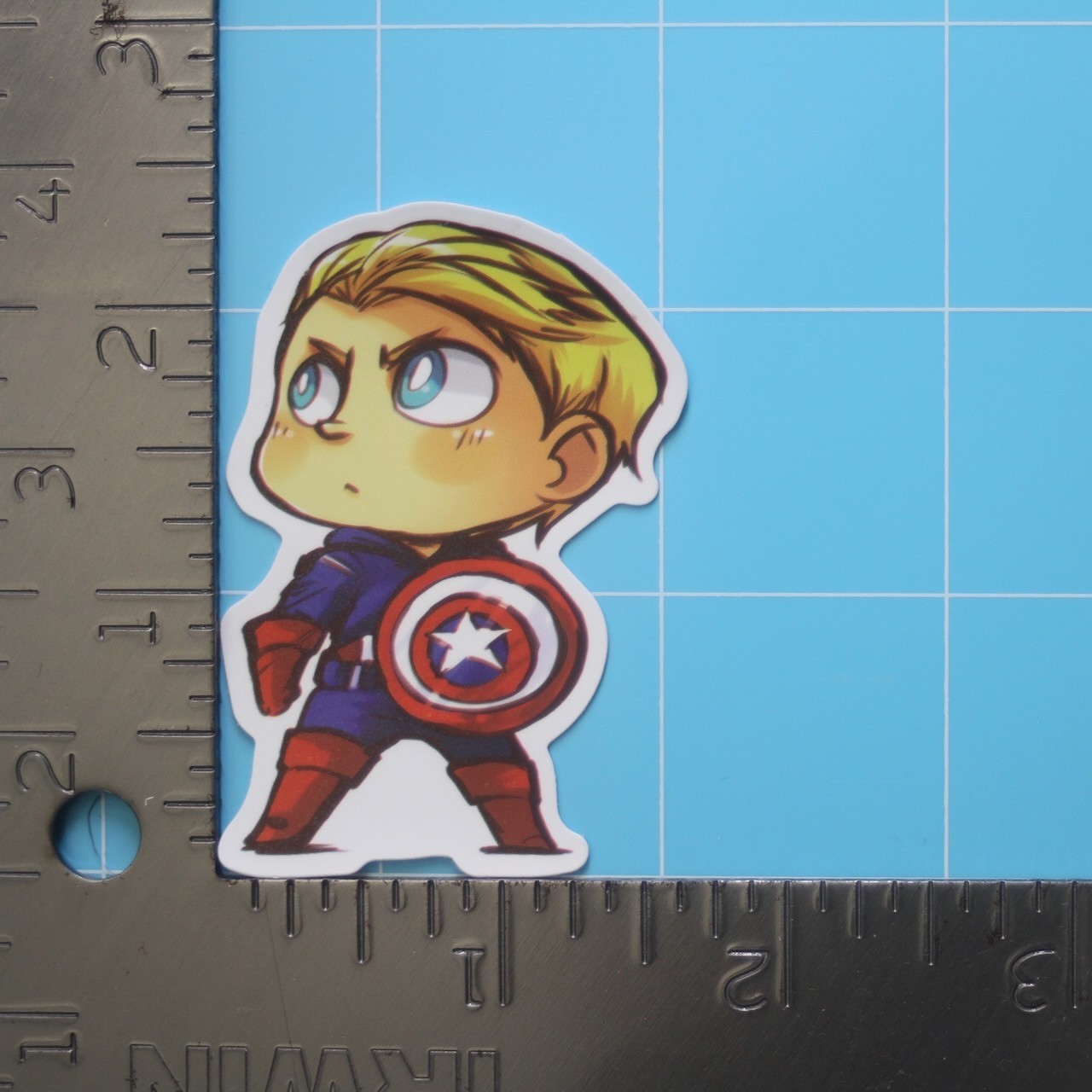 Marvel Universe MCU Sticker (CAPTAIN AMERICA) Superheroes Chibi, Gloss PVC Decal