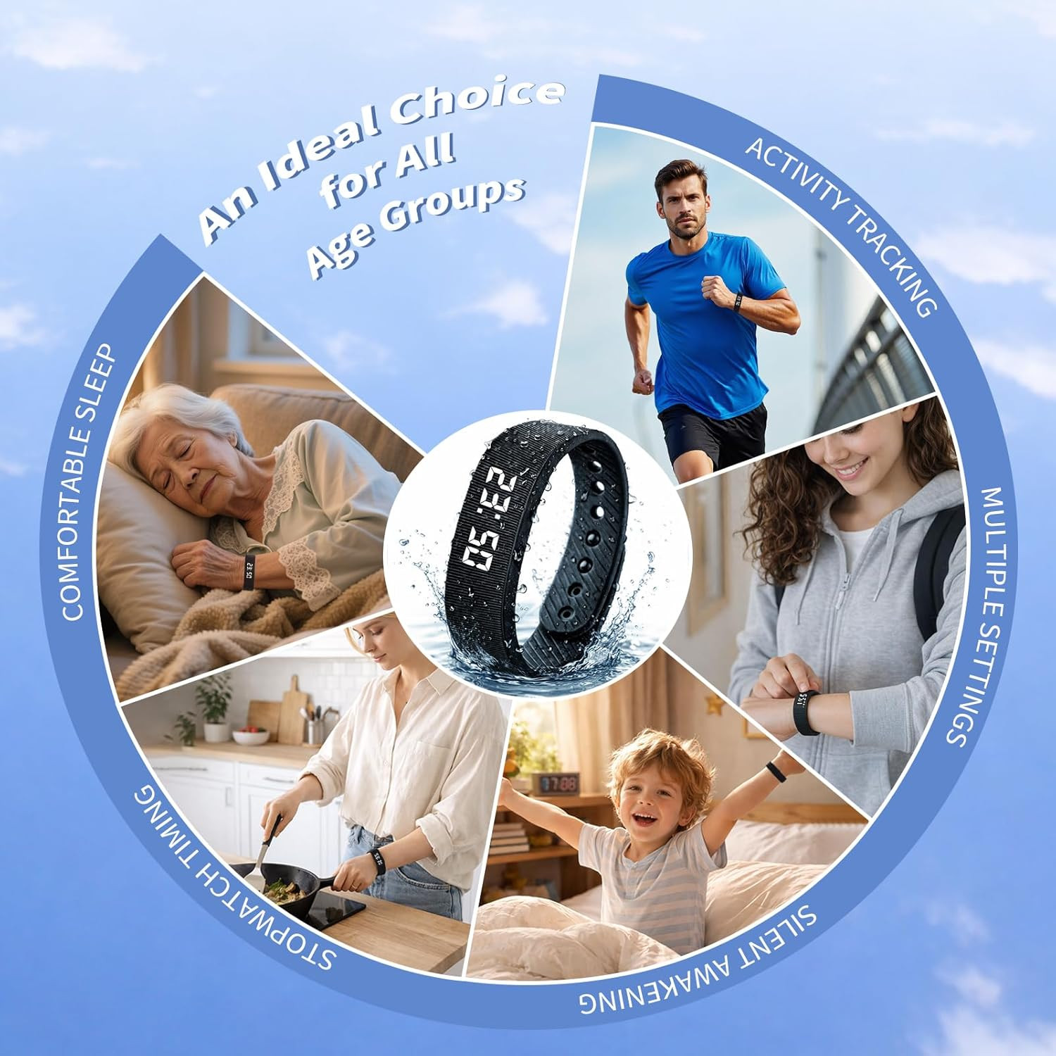 Vibrating Alarm Clock Silent Wristband for Heavy Sleepers Battery Wrist Watch Ba