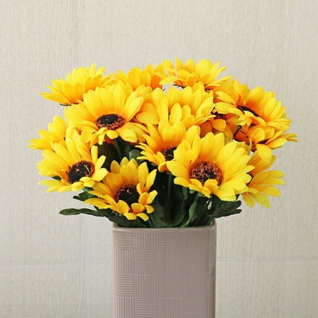 26-Head Artificial Silk Sunflower Bouquet Flowers Ornaments Home Wedding