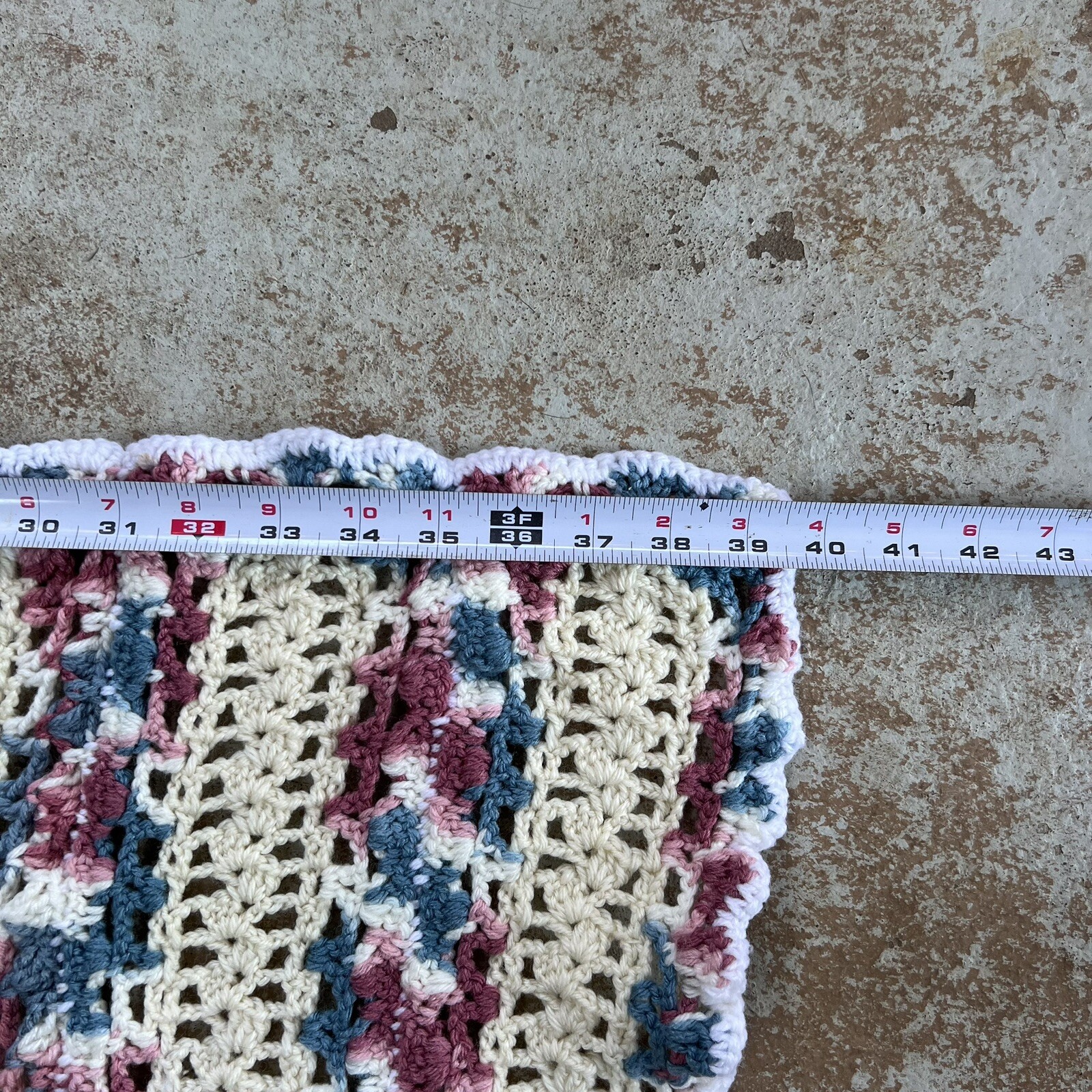 Vintage Cottagecore Crochet Throw Blanket Shabby Chic Floral Afghan 39×48