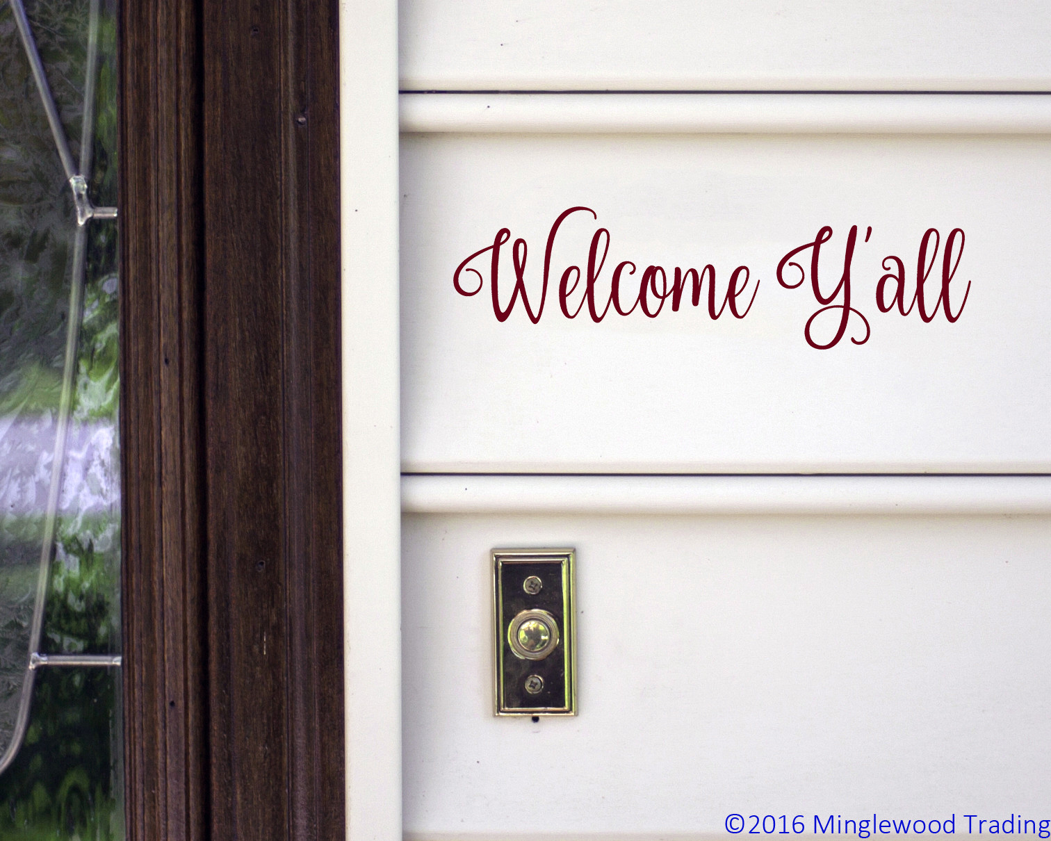 Welcome Y’all Vinyl Sticker – Front Door Porch Greeting – Die Cut Decal