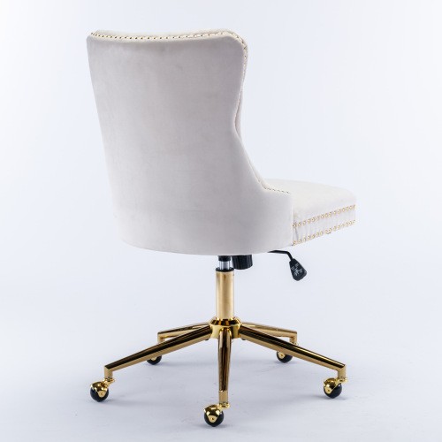 Velvet Fabric Tufted Button Home Office Chair, Adjustable Office Chair Swivel Of