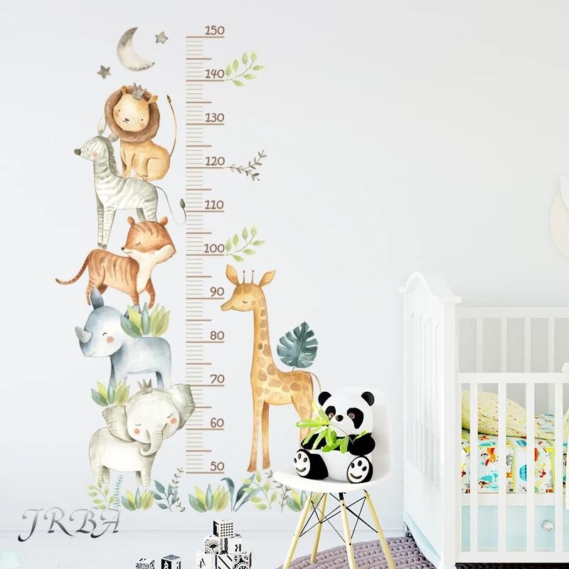 3pc Waterproof Animal Height Chart Wall Stickers – Removable Pvc Home Décor