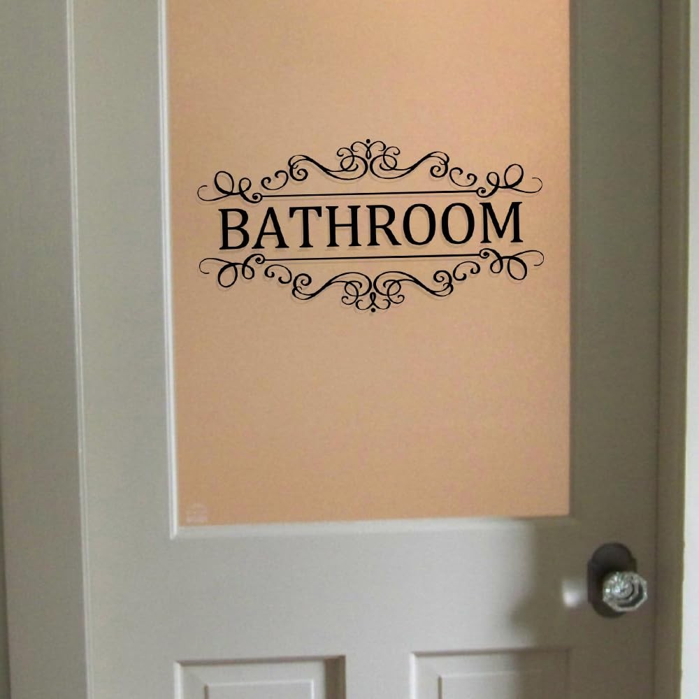 DIY Removable Bathroom Sign Door Decal Accessories Wall Sticker Home Black