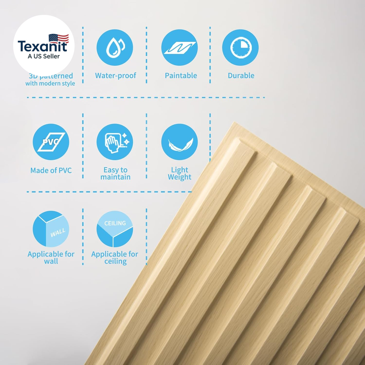12-Pack Slat Design 3D Wall Panels for Interior Wall Decor, 2X4 FT PVC Decorativ