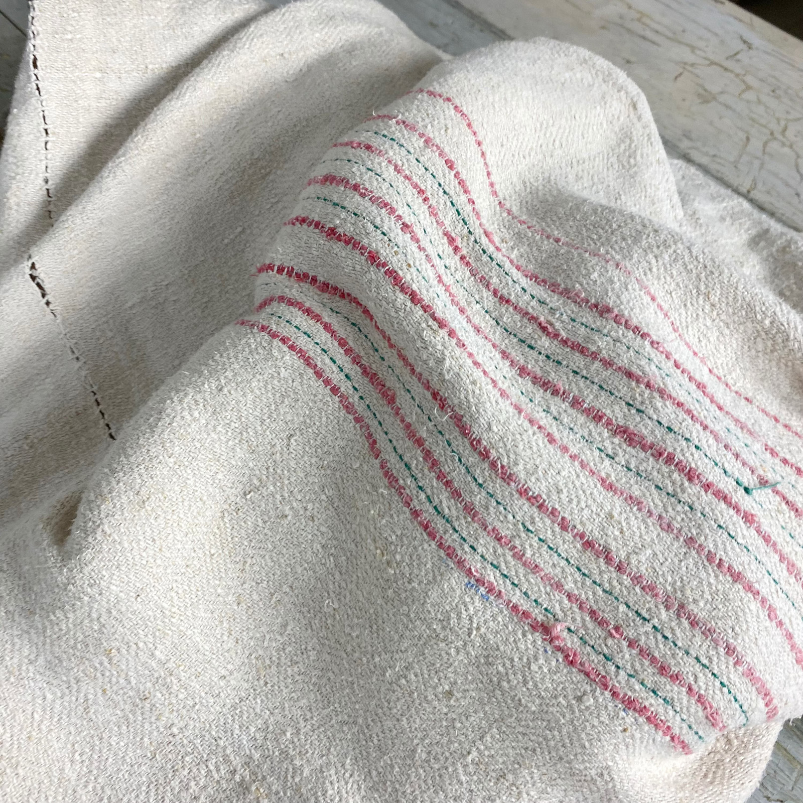 Antique heavy hemp blanket herringbone weave 3 pounds organic linen nubby sheet
