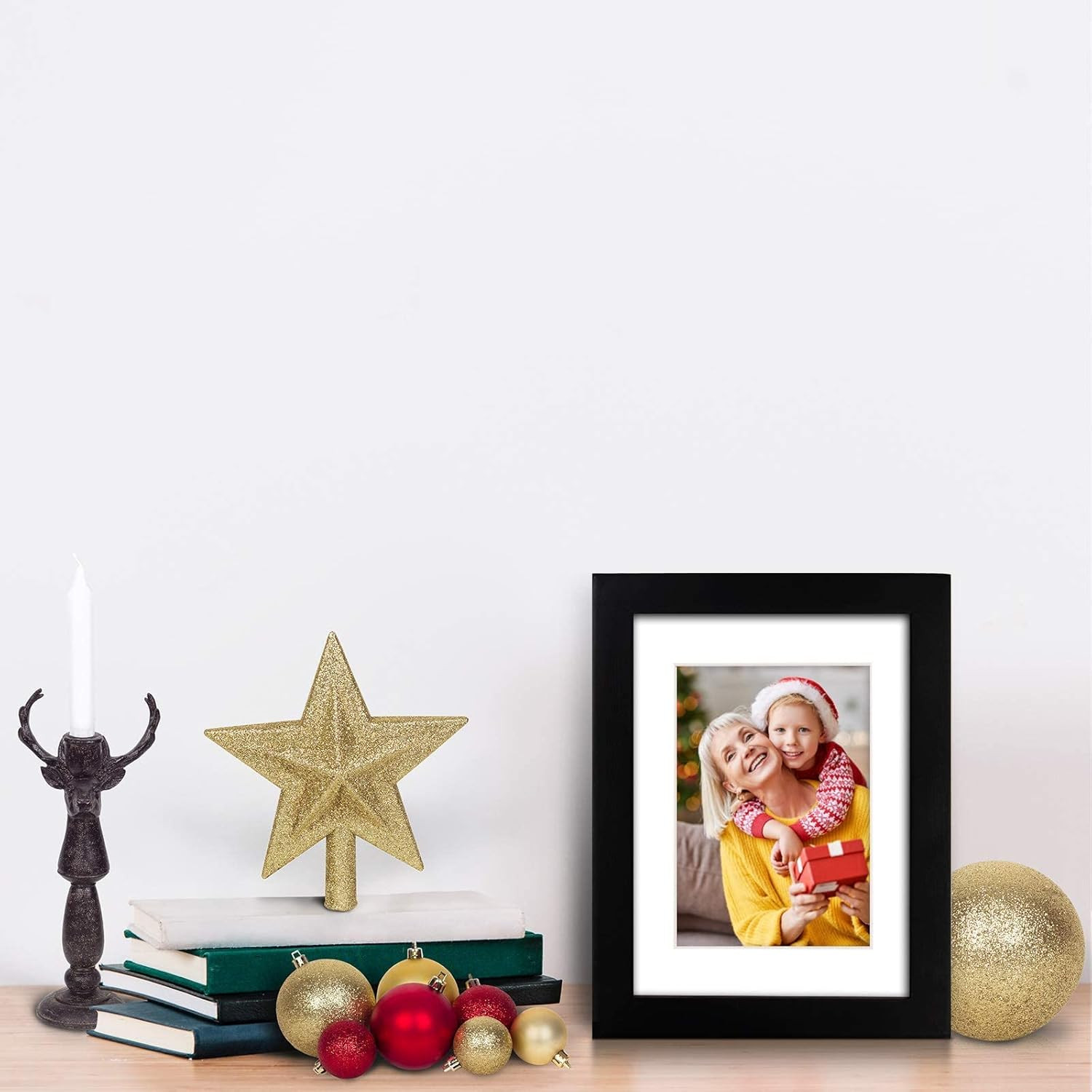 Black Solid Wood Picture Frames 4 PCS – 11×14 & 5×7 for Table or Wall Display