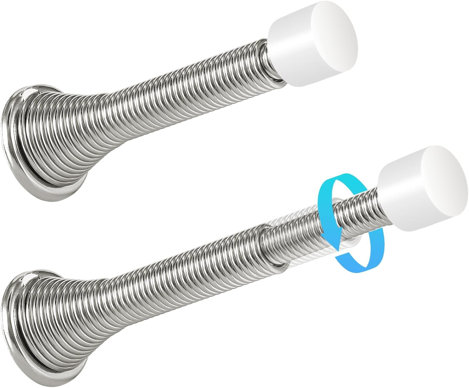 2 Pack Telescoping Spring Door Stoppers, Extended from 3-1/8 to 4-1/4 Inches Wal