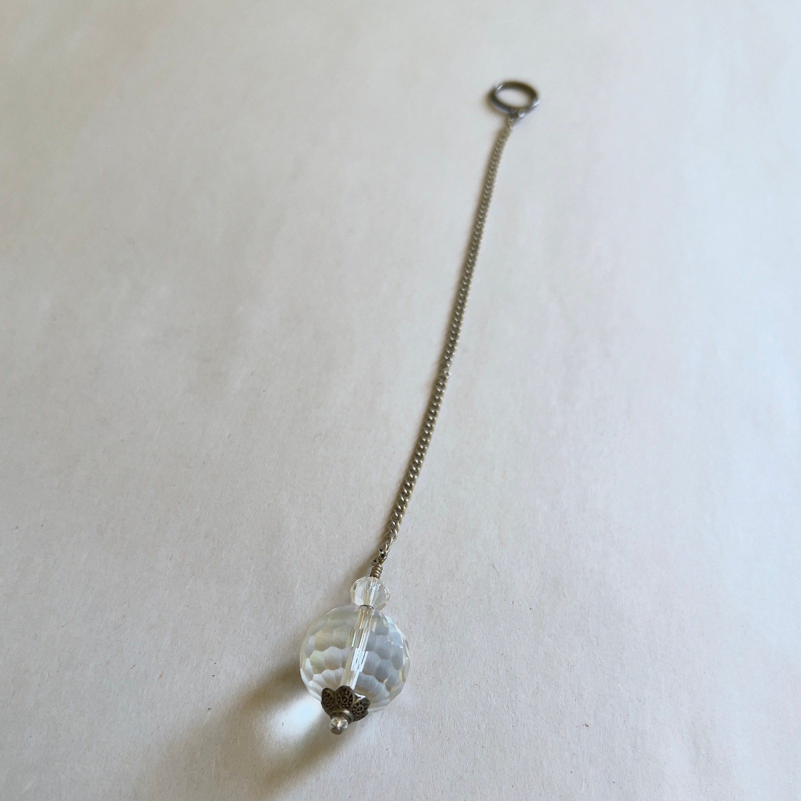 Clear Disco Ball Suncatcher 8 Inches Silver Tone Metal Chain Rearview Mirror