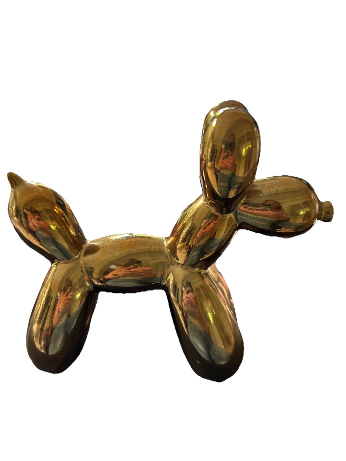 BALLOON DOG ANIMAL GOLD CERAMIC STATUE FIGURINE 10 1/2″