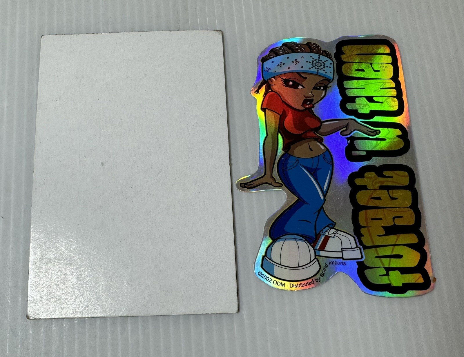 Vintage Ghetto Girl Sticker 2002 Pizza Vending Machine ODM Brand Imports