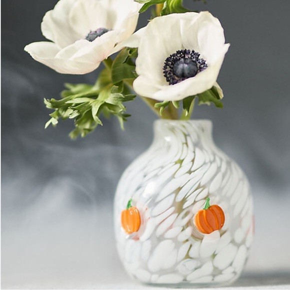 NWT Anthropologie Mystic Confetti Pumpkin Icon Glass Bud Vase