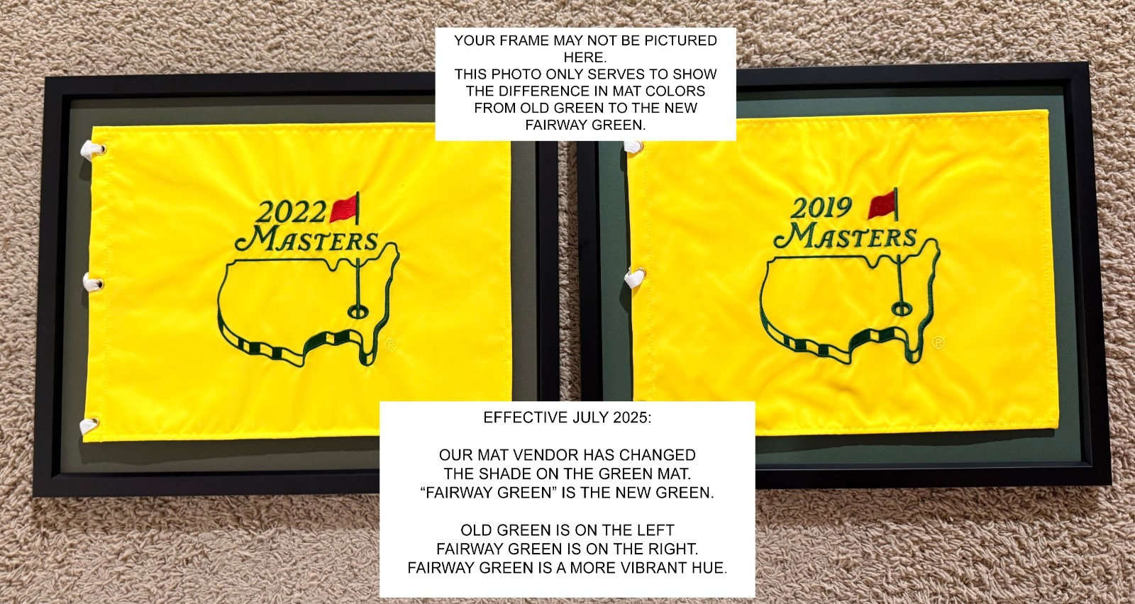 Custom Size Black Golf Flag Frame, blk-001 w/Choice of Mat Color;flag not incl