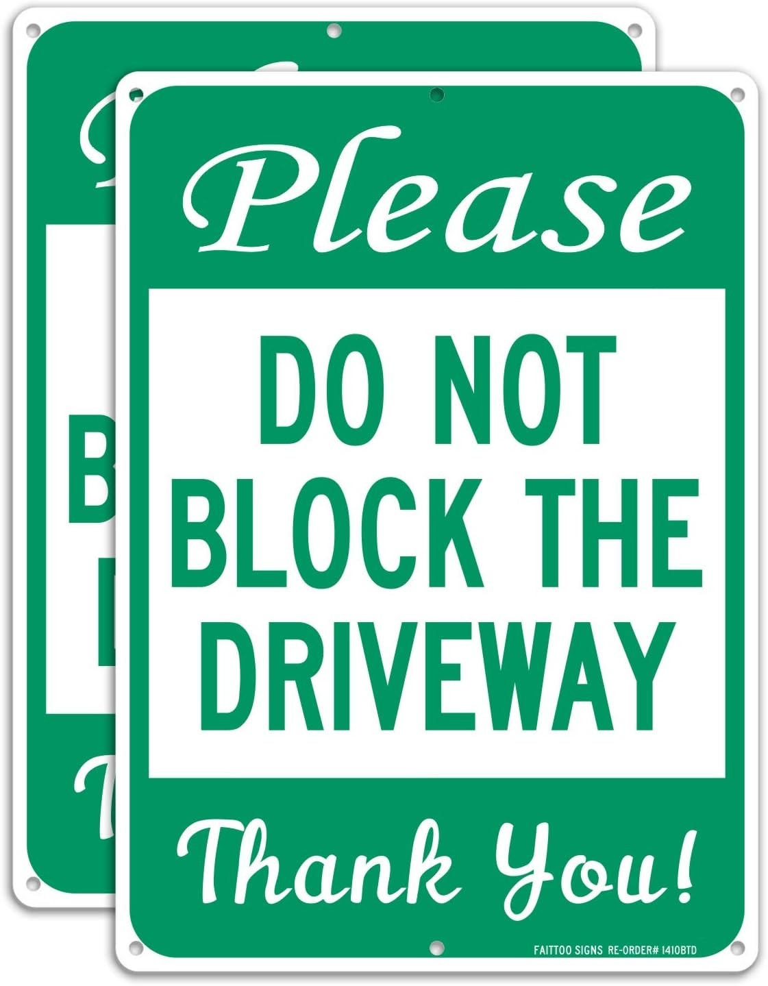 Please 14″x10″x0.04″ Metal sign, Green-and-White – 14 x 10 Aluminum – 2 Pack