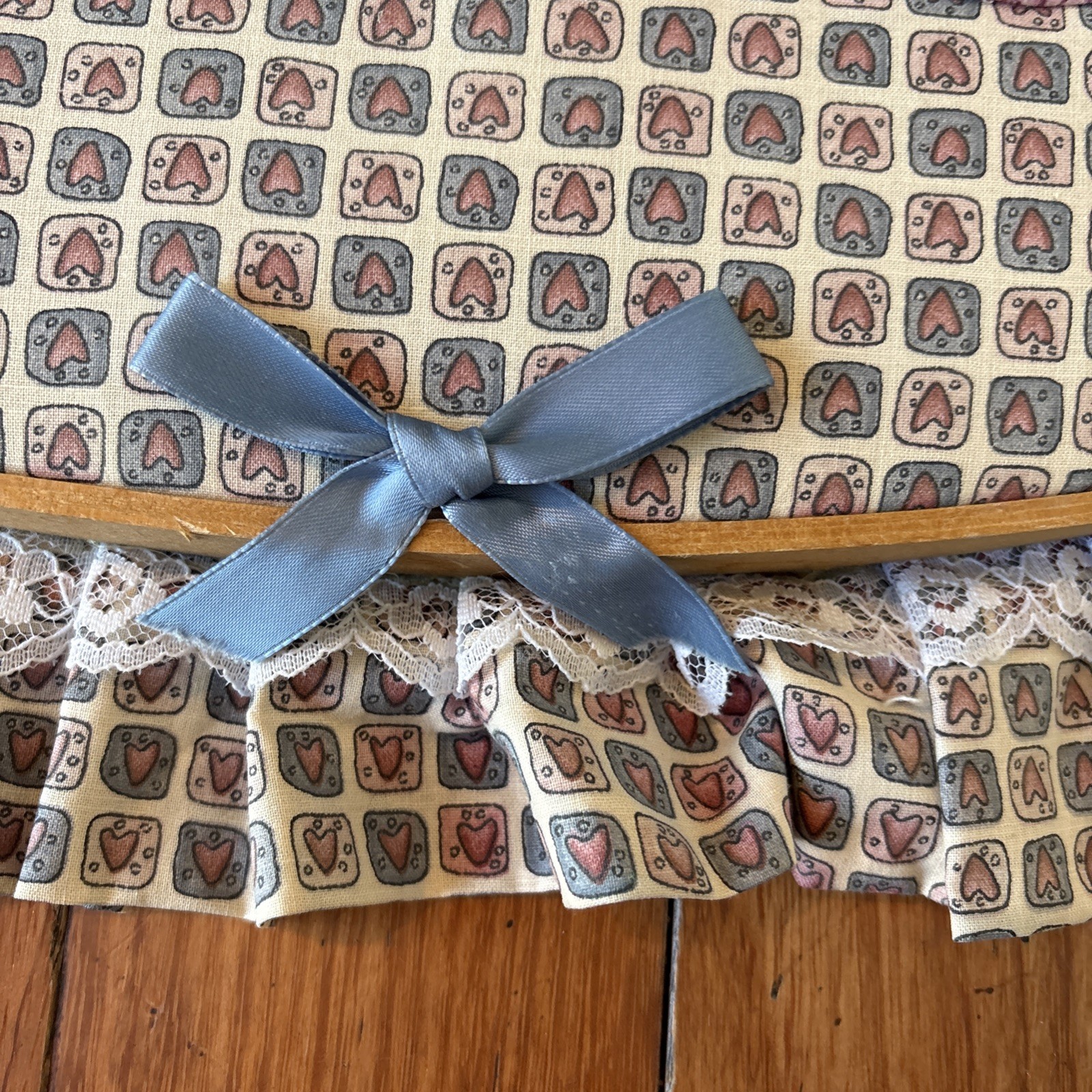 Vtg Grandmacore Country Kitchen Hoop Wall Hanging Handmade Stitched Farmhouse