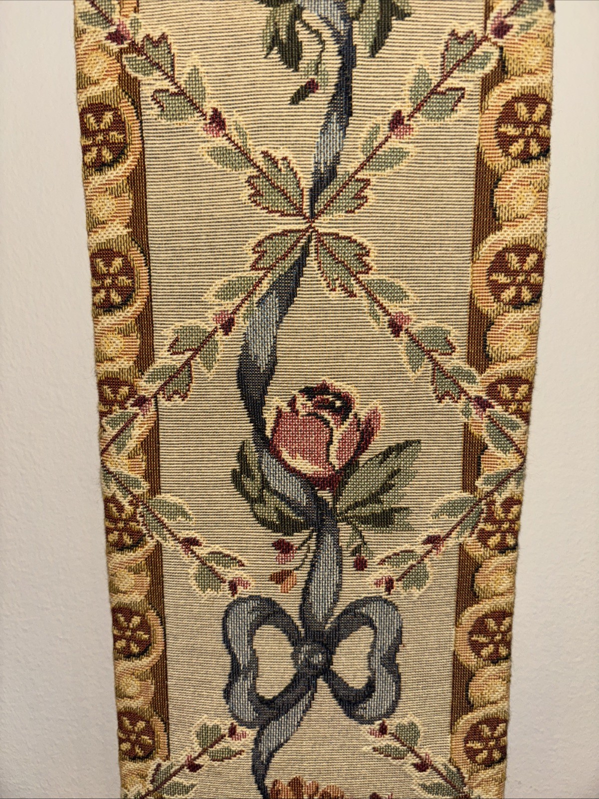 “Point De Rose” By Flemish Tapestry Bell Pull w/ Brass Bell 50” x 6.5”