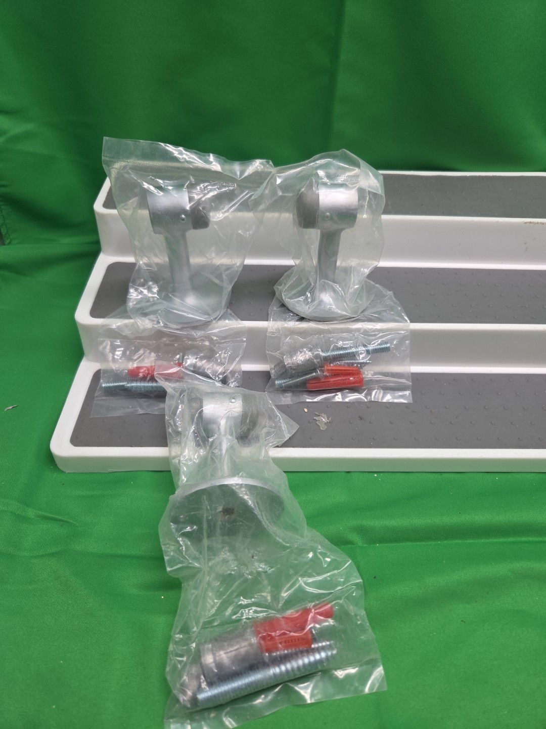 Three Premium Pedestal Door Hardware Stop Satin Chrome See Pictures