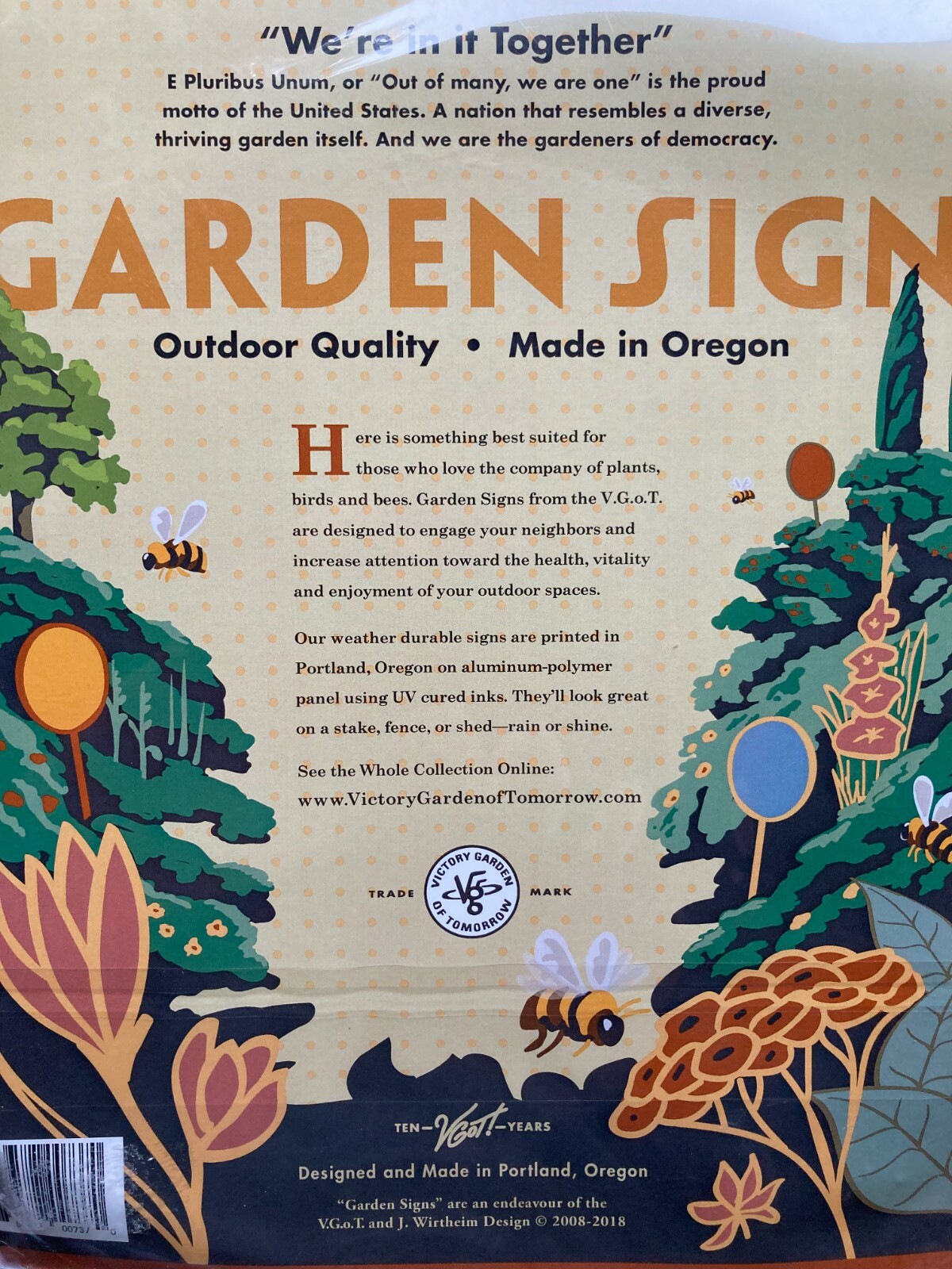 WE’RE IN IT TOGETHER – QUALITY METAL GARDEN SIGN 9″ Diameter NEW