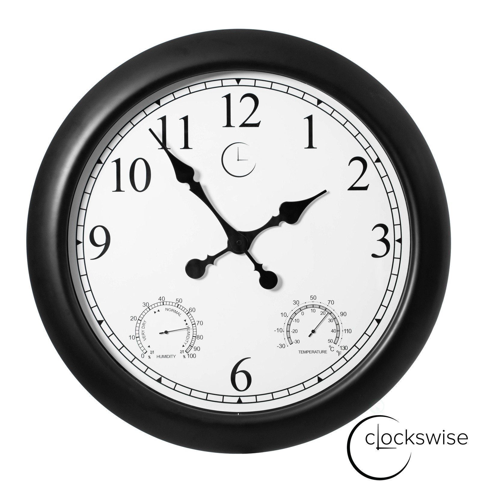 24-inch Large Outdoor Wall Clock Thermometer Combo, Waterproof Hygrometer
