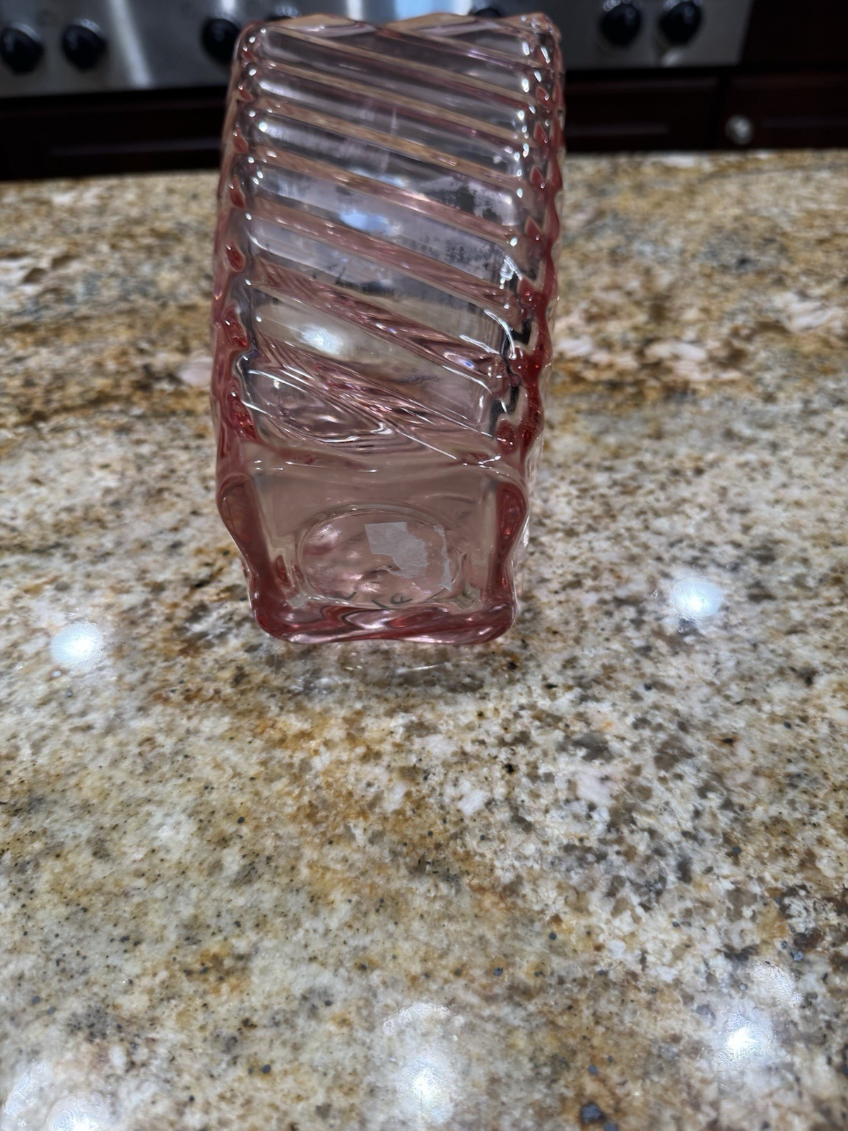 Pink Horizontal Ribbed Floral Flower Vase. Home Decor.