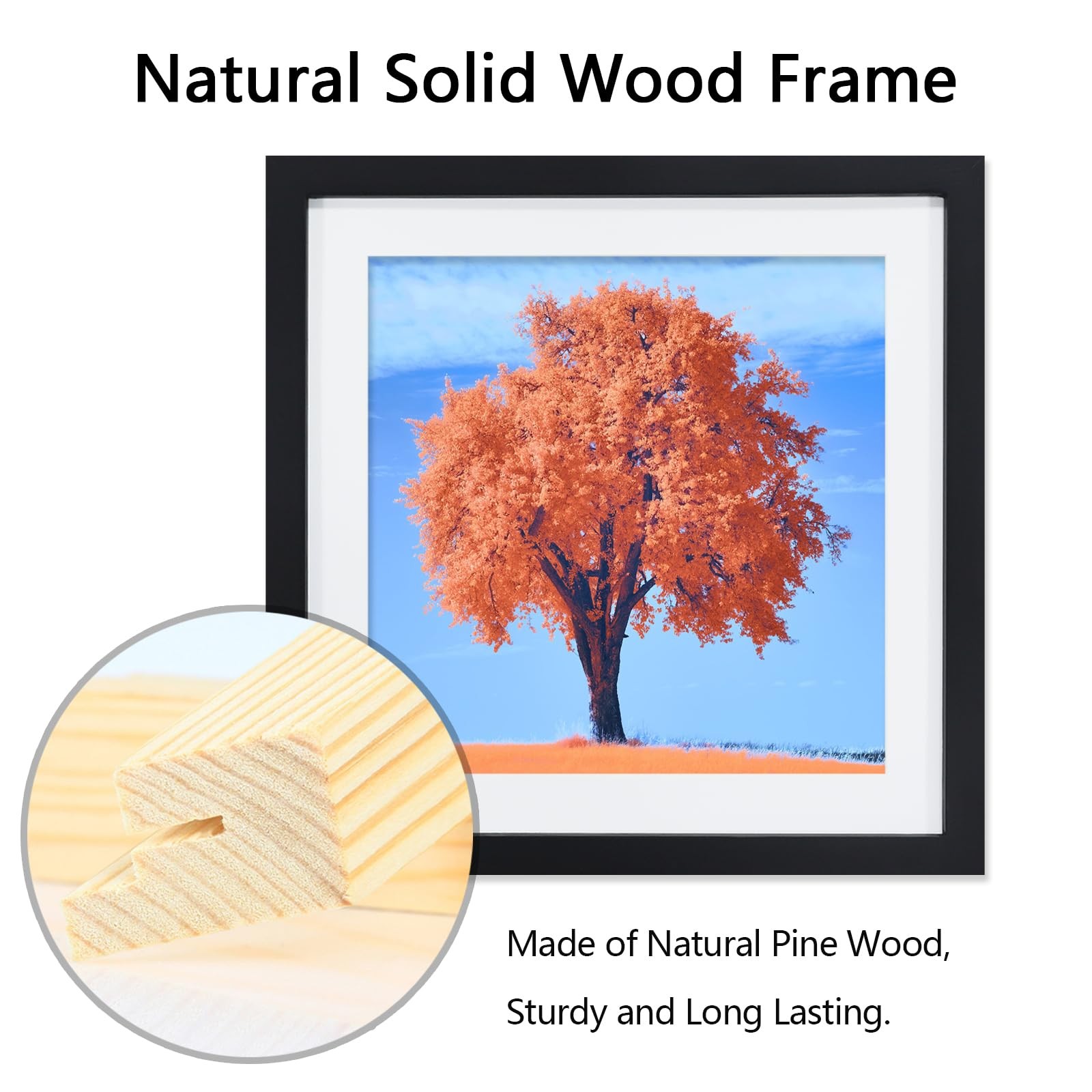 12×12 Picture Frame Black, Solid Wood Diamond Art Painting Frames 30x30cm, Di…