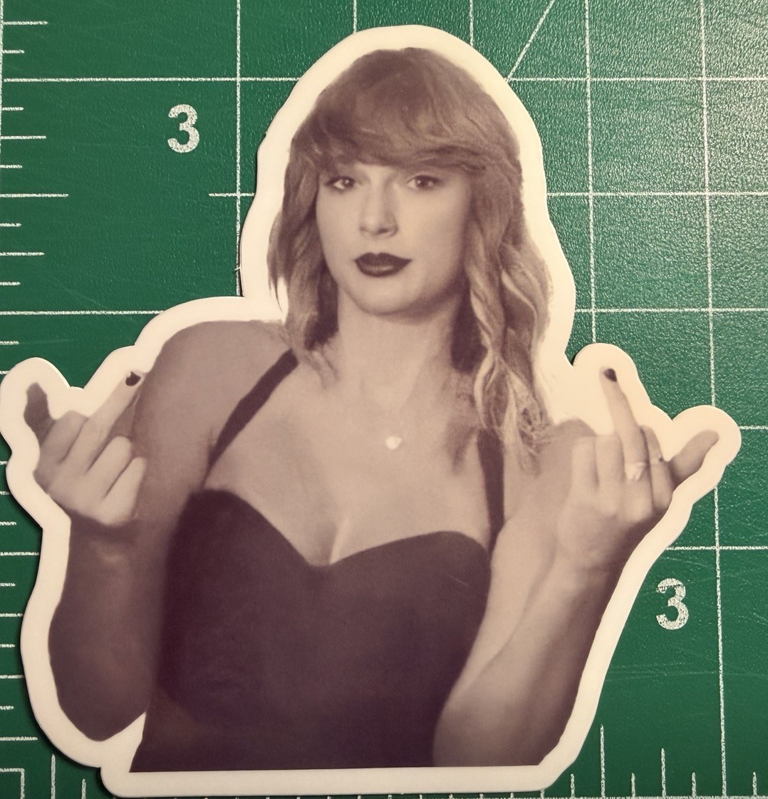 Taylor Swift Middle Finger – Laminated Vinyl Sticker -3″x3″