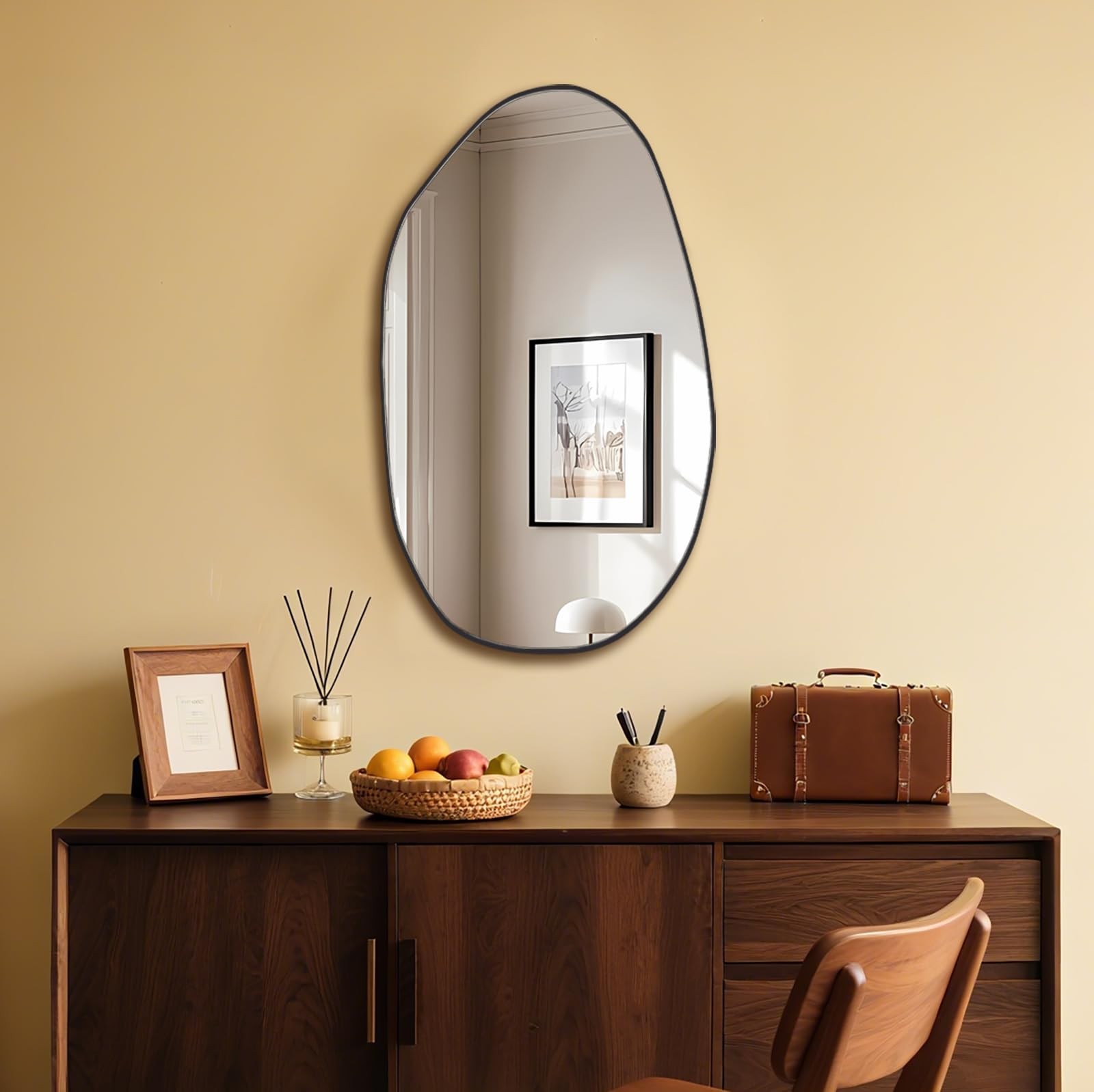 Irregular Wall Mirror Asymmetrical Mirror for Bathroom Living Room Entryway B…
